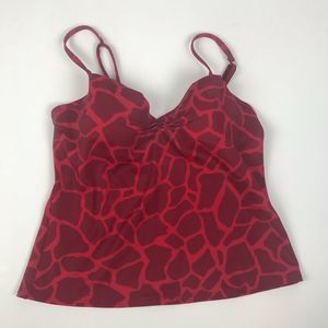Victoria’s Secret Red Animal Print Swim Tankini Top Women Sz M